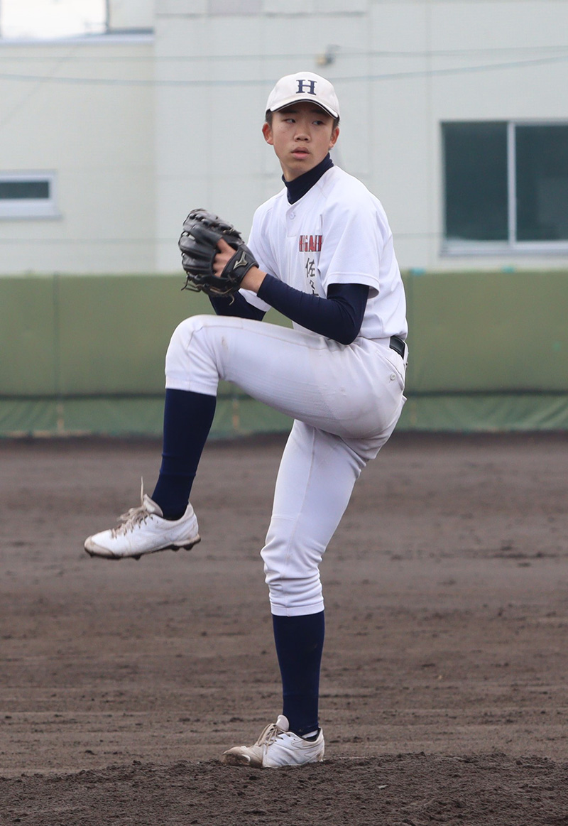 北海道選抜、好練習より佐々木投手（札幌東）