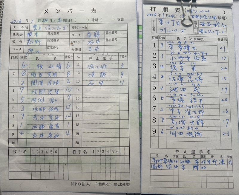 オーダー表・写真左から豊上、東16丁目