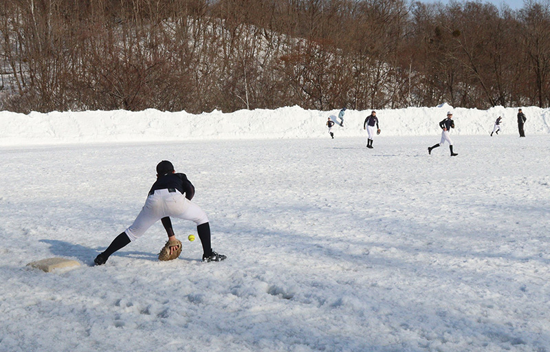 冬季練習に励む札幌豊平ボーイズナイン