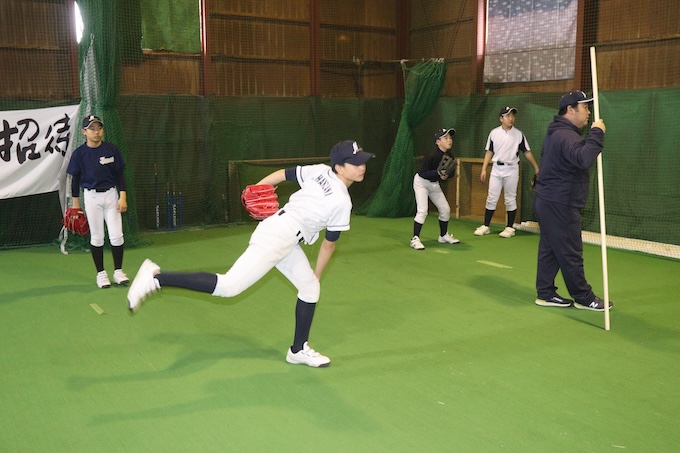 投手トレーニングの様子（札幌北リトルシニア）