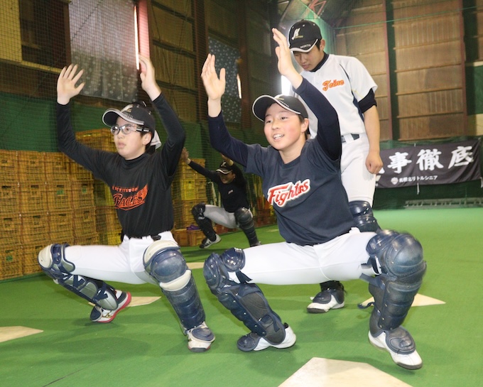 捕手トレーニングの様子（札幌北リトルシニア）