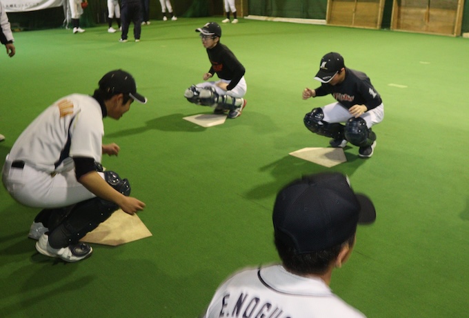 捕手練習の様子（札幌北リトルシニア）