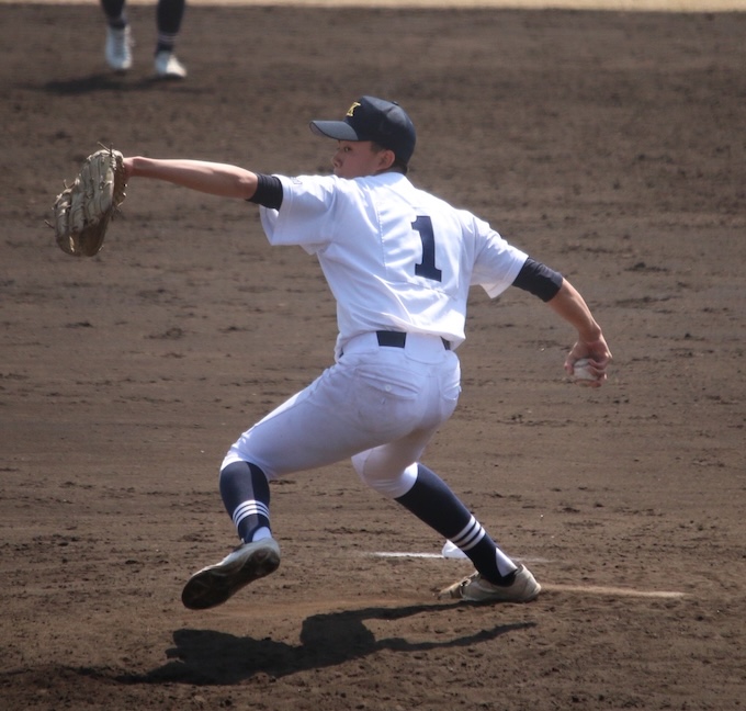 六回ノーヒットピッチングを成し遂げた笠井投手(札幌北)