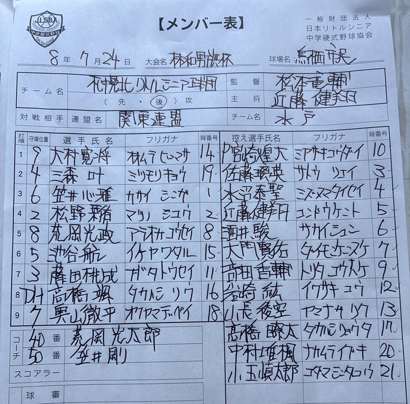 オーダー表・札幌北