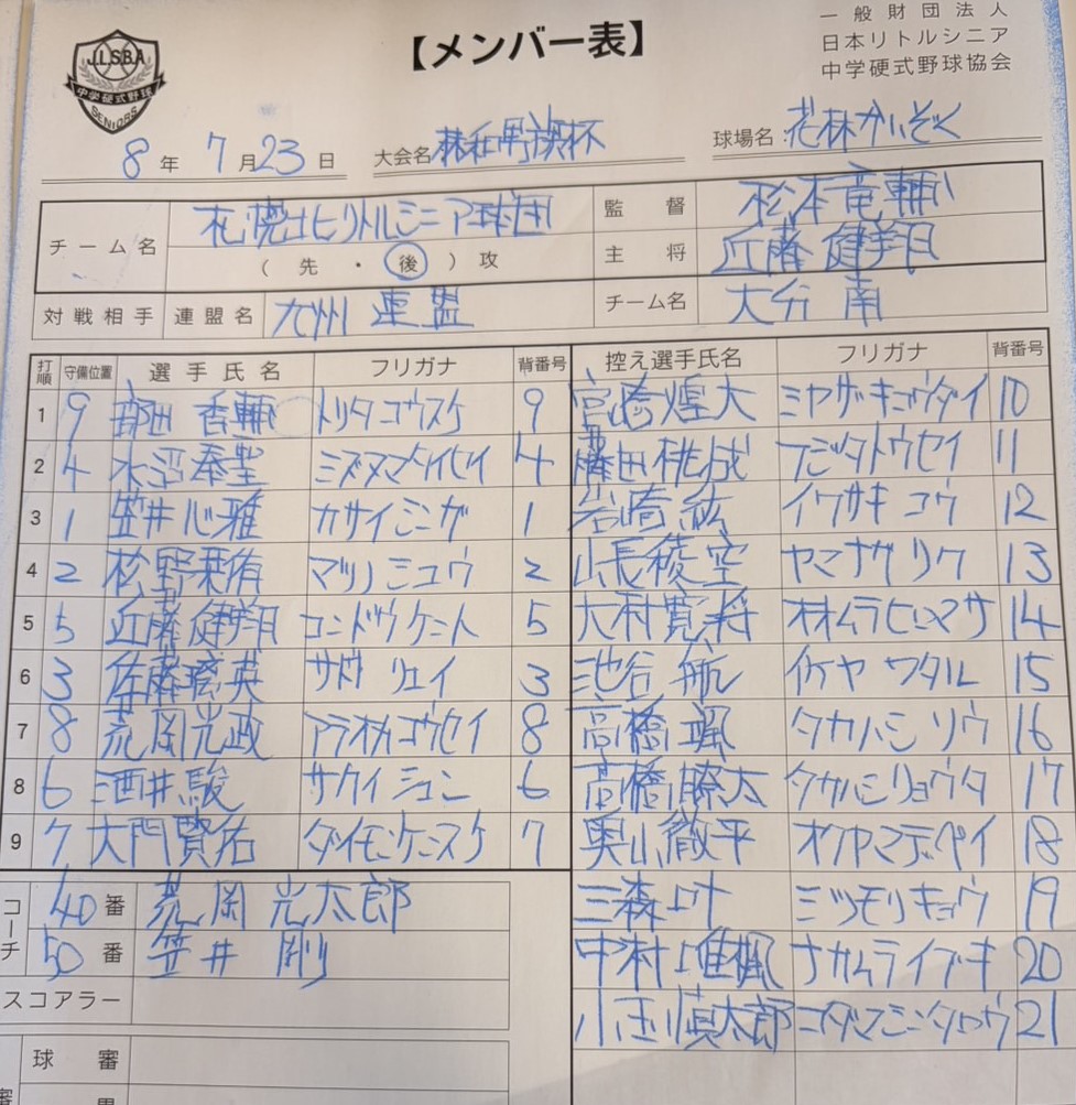 オーダー表・札幌北
