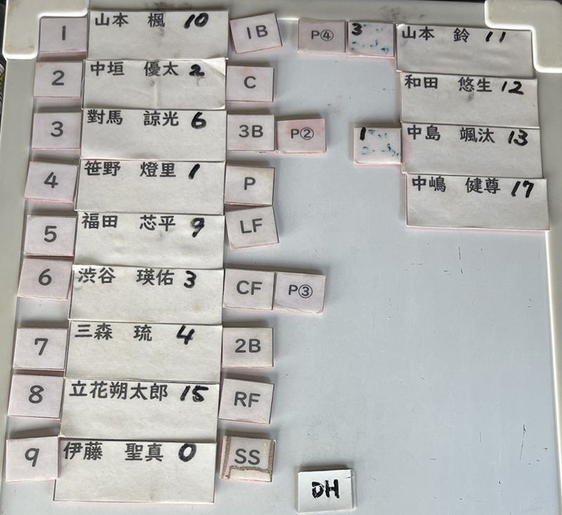 オーダー表・岩見沢学童野球クラブ
