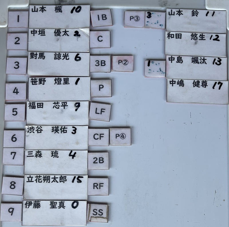 オーダー表・岩見沢学童野球クラブ