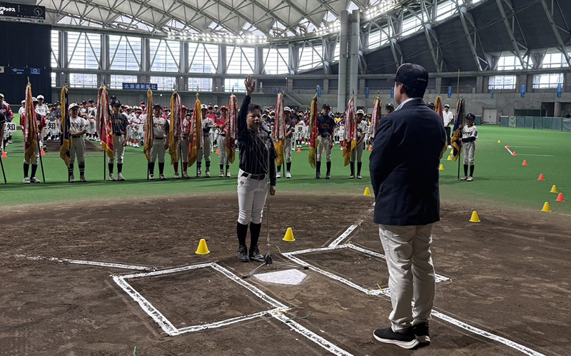 選手宣誓の大役を担った近藤主将（札幌オールブラックス）