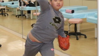 中学野球に意欲をはせる米田君（元札苗スターズ） 