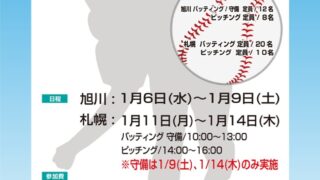 ボールパーク札幌　冬休み特別強化練習最終募集 