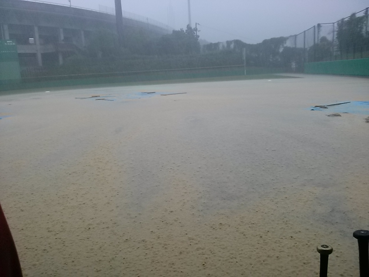 水浸しのグラウンド